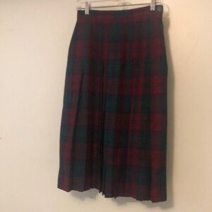 Plaid A-Line Skirt - Red and Green
